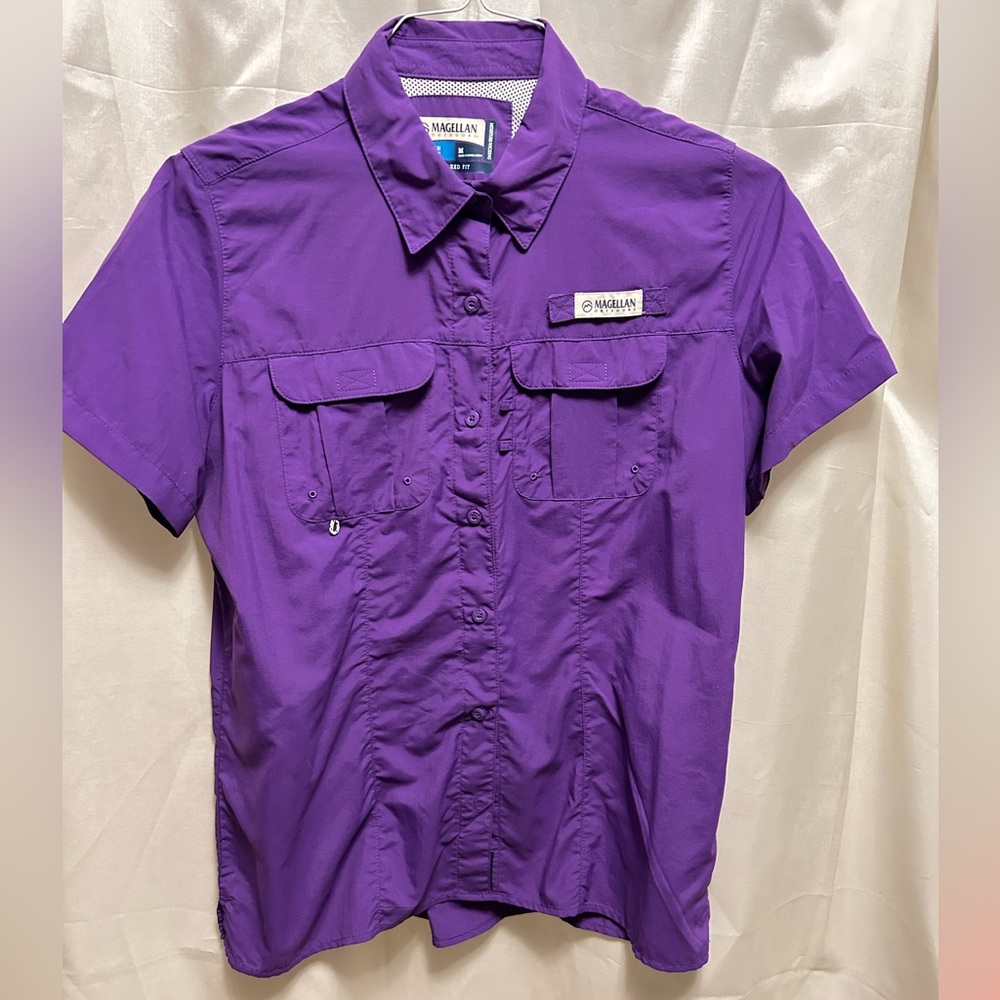 Magellan Outdoors Women's Purple Short Sleeve Fishing Shirt